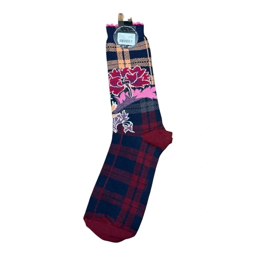 Colorful Floral and Plaid Women's Socks - Picture 3 of 7